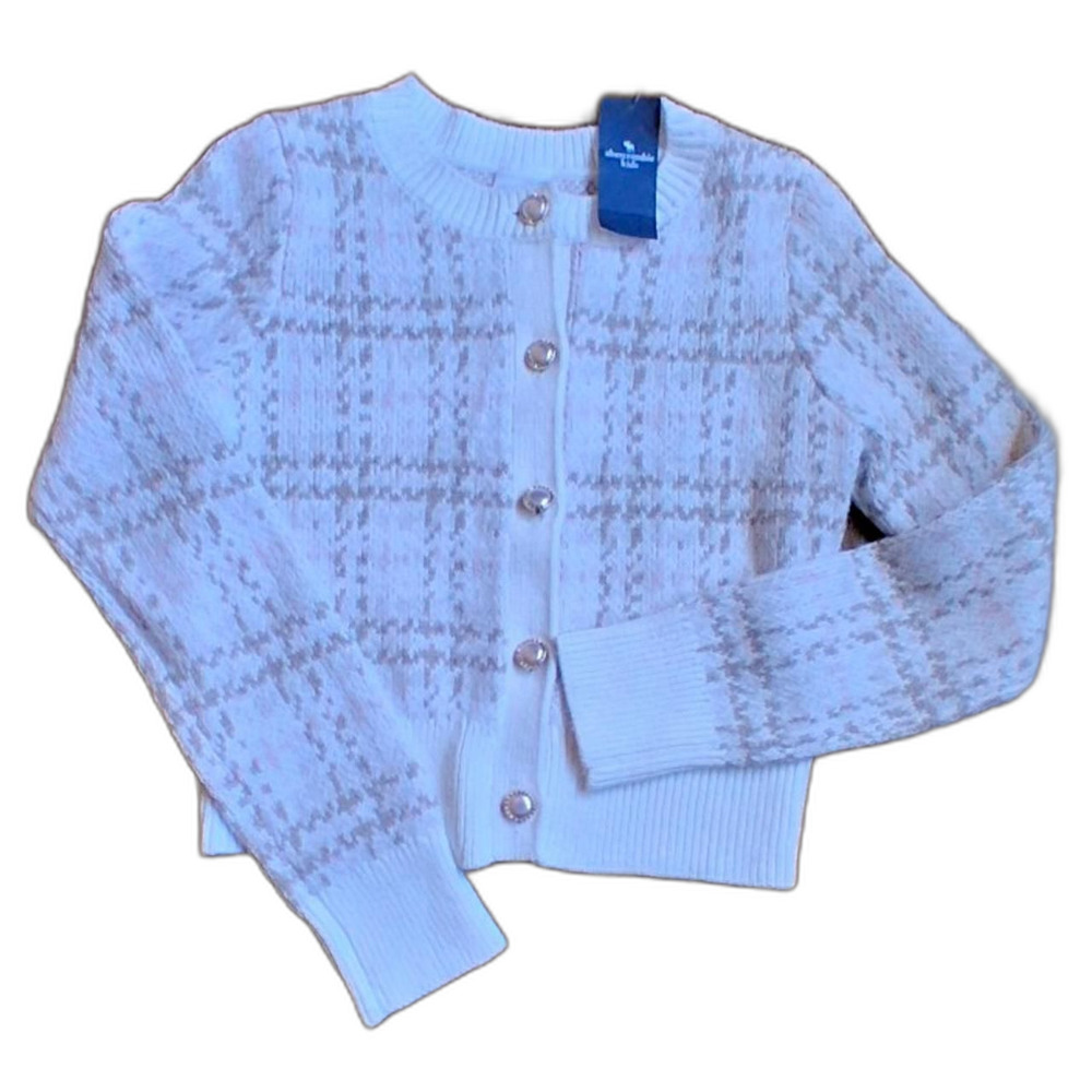 Abercrombie-Fitch White and Tan Cardigan Sweater